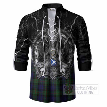 Gunn Tartan Crest Ghillie Shirt Celtic Odin's Raven Legacy