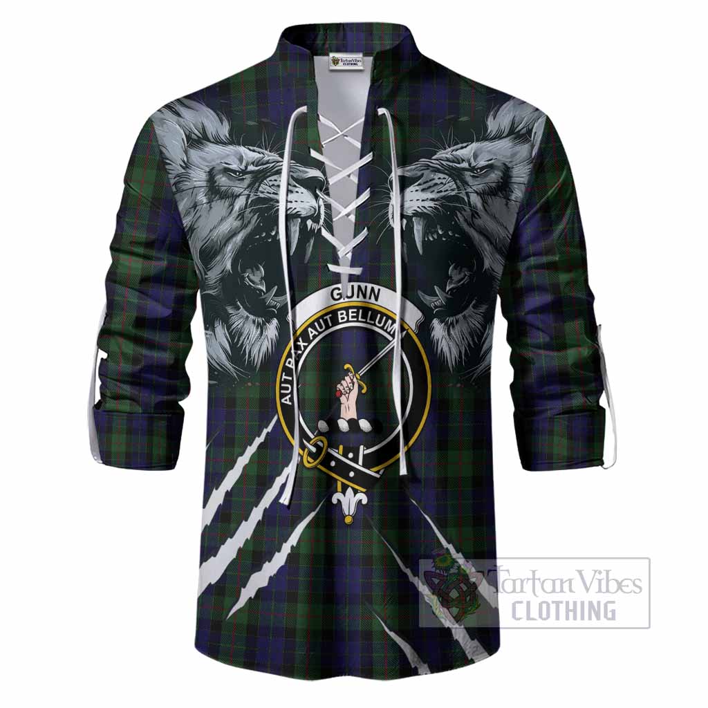 Gunn Tartan Crest Ghillie Shirt Ferocious Lion Style