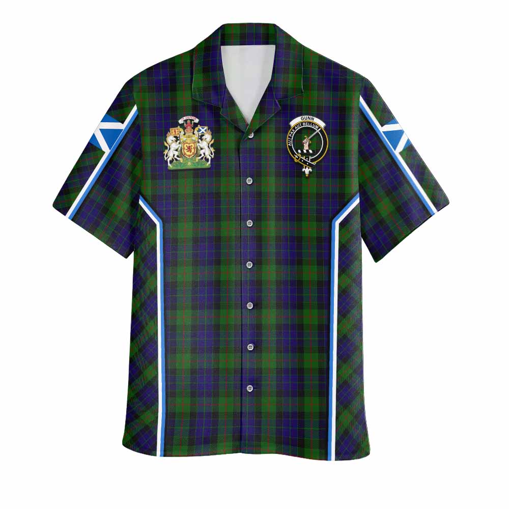 Gunn Tartan Crest Hawaiian Shirt Scotland Coat of Arm Flag Style - Tartan Vibes Clothing