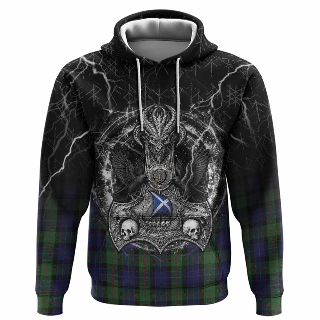 Gunn Tartan Crest Hoodie Celtic Odin's Raven Legacy