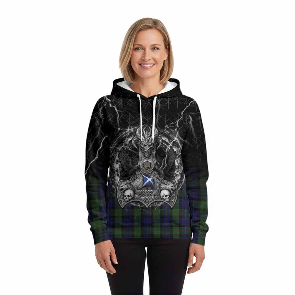 Gunn Tartan Crest Hoodie Celtic Odin's Raven Legacy