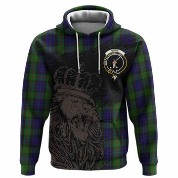 Gunn Tartan Crest Hoodie Crowned Lion Heritage Style