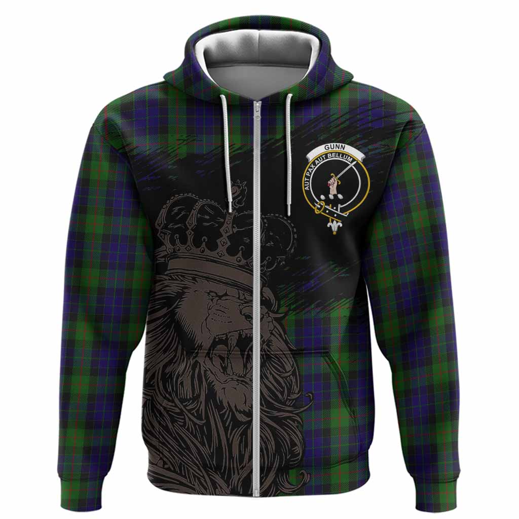 Gunn Tartan Crest Hoodie Crowned Lion Heritage Style