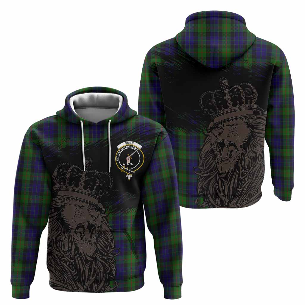 Gunn Tartan Crest Hoodie Crowned Lion Heritage Style