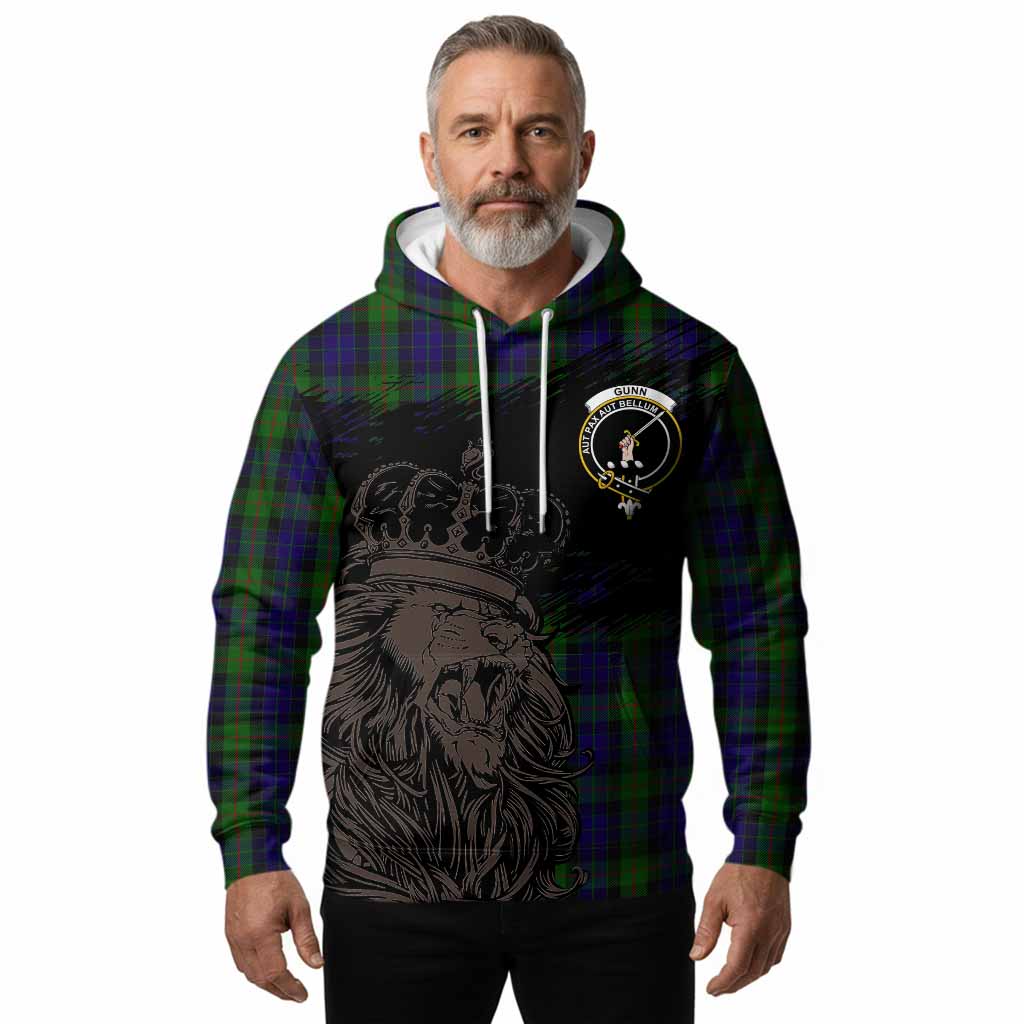Gunn Tartan Crest Hoodie Crowned Lion Heritage Style