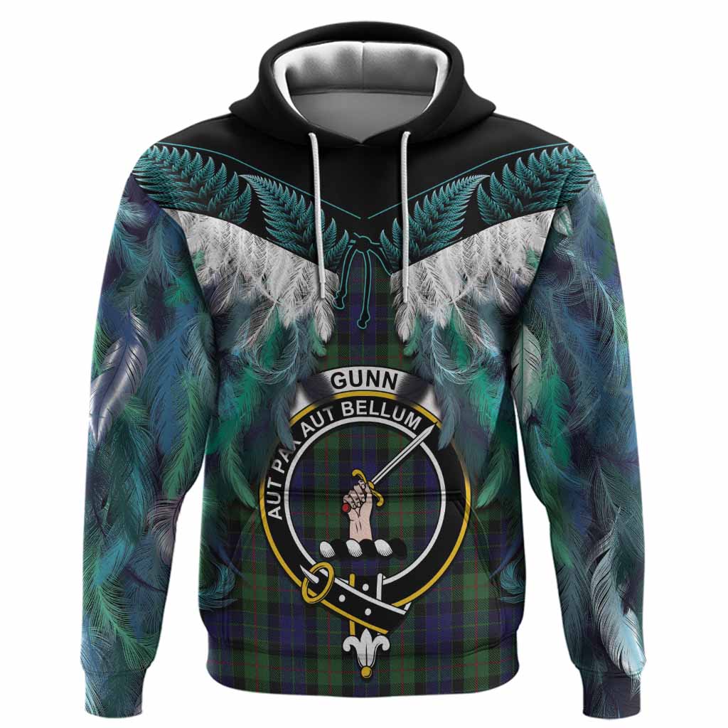 Gunn Tartan Crest Hoodie New Zealand Maori Korowai Cloak
