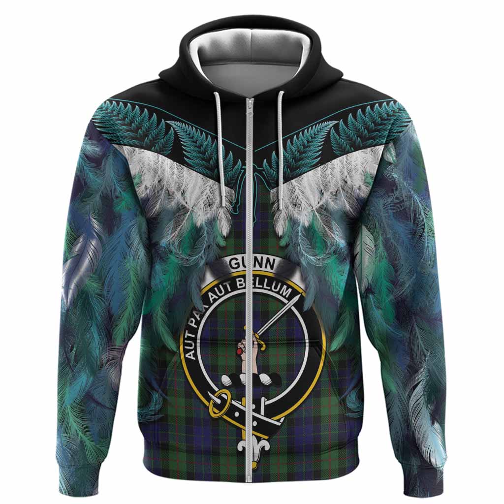 Gunn Tartan Crest Hoodie New Zealand Maori Korowai Cloak