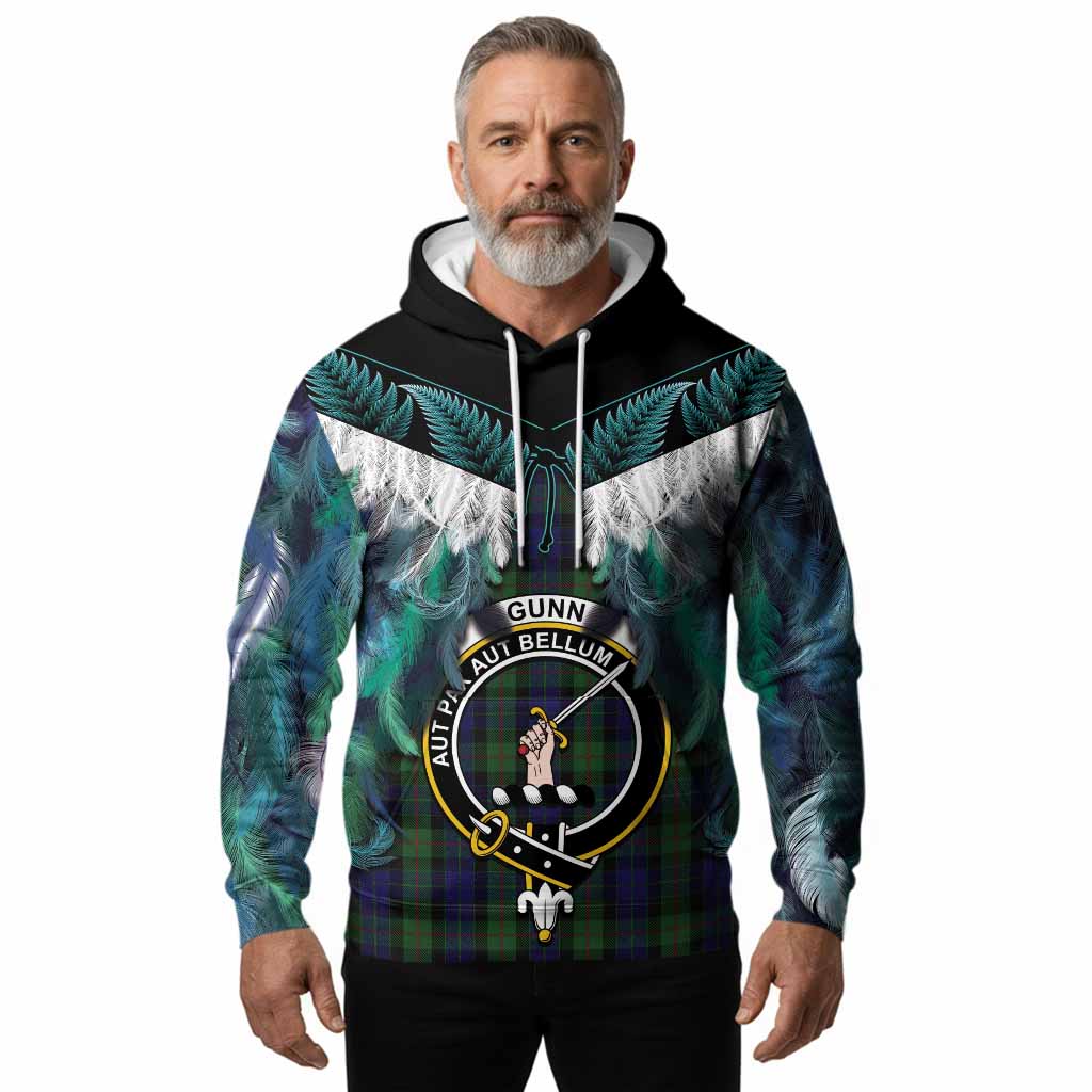Gunn Tartan Crest Hoodie New Zealand Maori Korowai Cloak