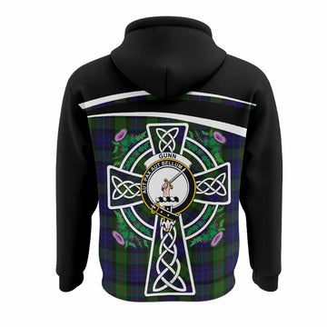 Gunn Tartan Crest Hoodie Scottish Thistle Celtic Cross Alba Gu Brath