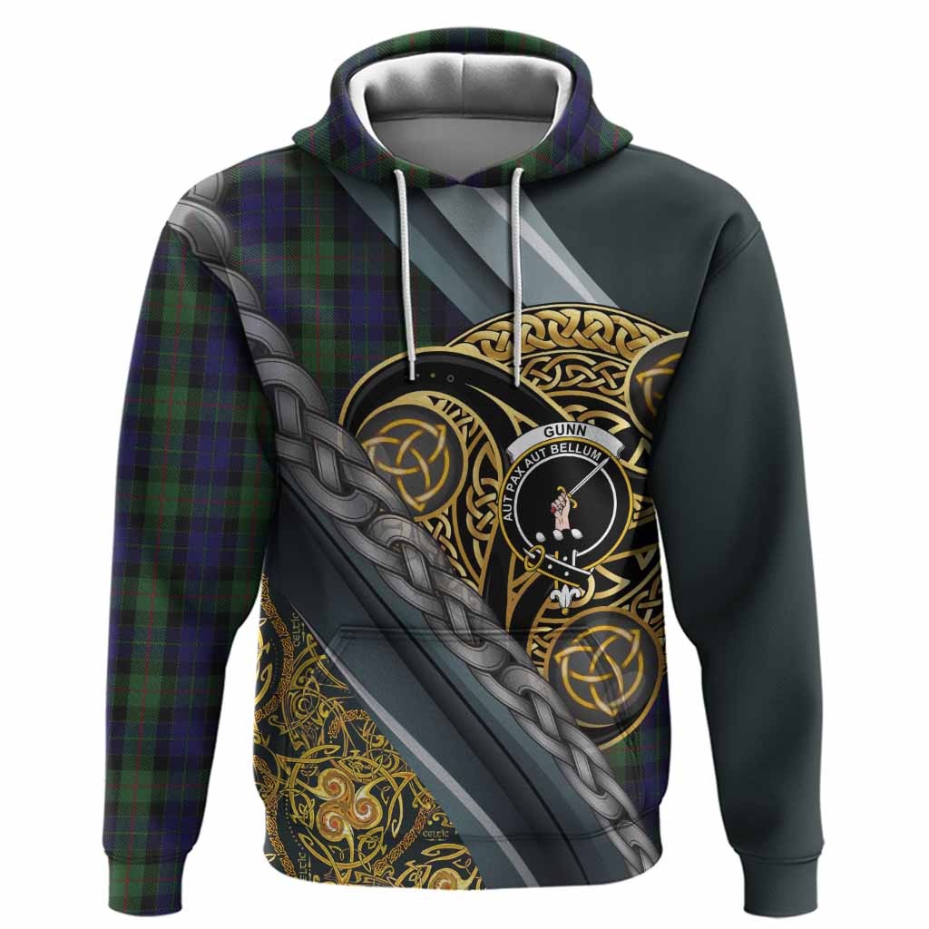 Gunn Tartan Crest Hoodie Scottish Triskele Celtic
