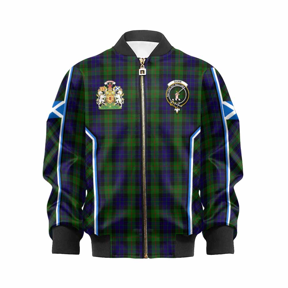 Gunn Tartan Crest Kid Bomber Jacket Scotland Coat of Arm Flag Style - Tartan Vibes Clothing