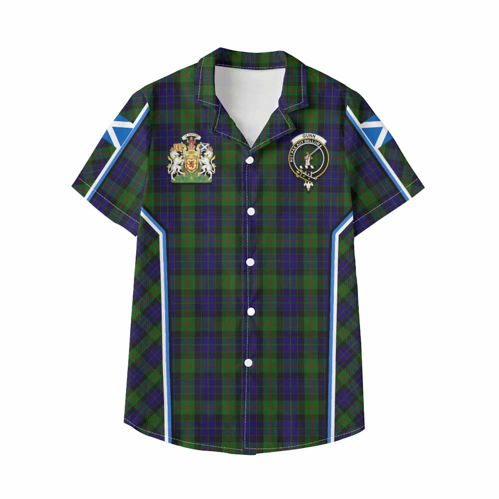 Gunn Tartan Crest Kid Hawaiian Shirt Scotland Coat of Arm Flag Style - Tartan Vibes Clothing
