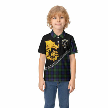 Gunn Tartan Crest Kid Polo Shirt Legendary Dragon Knot Half Style