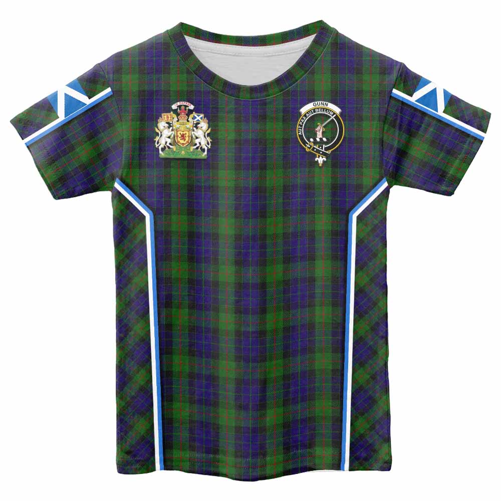 Gunn Tartan Crest Kid T-shirt Scotland Coat of Arm Flag Style - Tartan Vibes Clothing