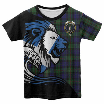 Gunn Tartan Crest Kid T-shirt Scottish Golden Lions Wave Flow
