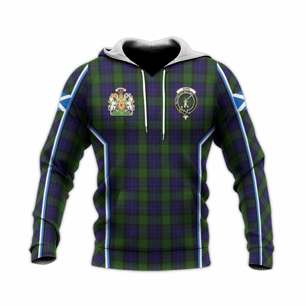 Gunn Tartan Crest Knitted Hoodie Scotland Coat of Arm Flag Style - Tartan Vibes Clothing