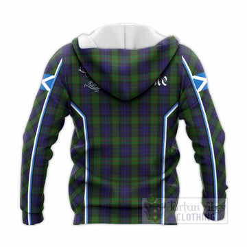 Gunn Tartan Crest Knitted Hoodie Scotland Coat of Arm Flag Style