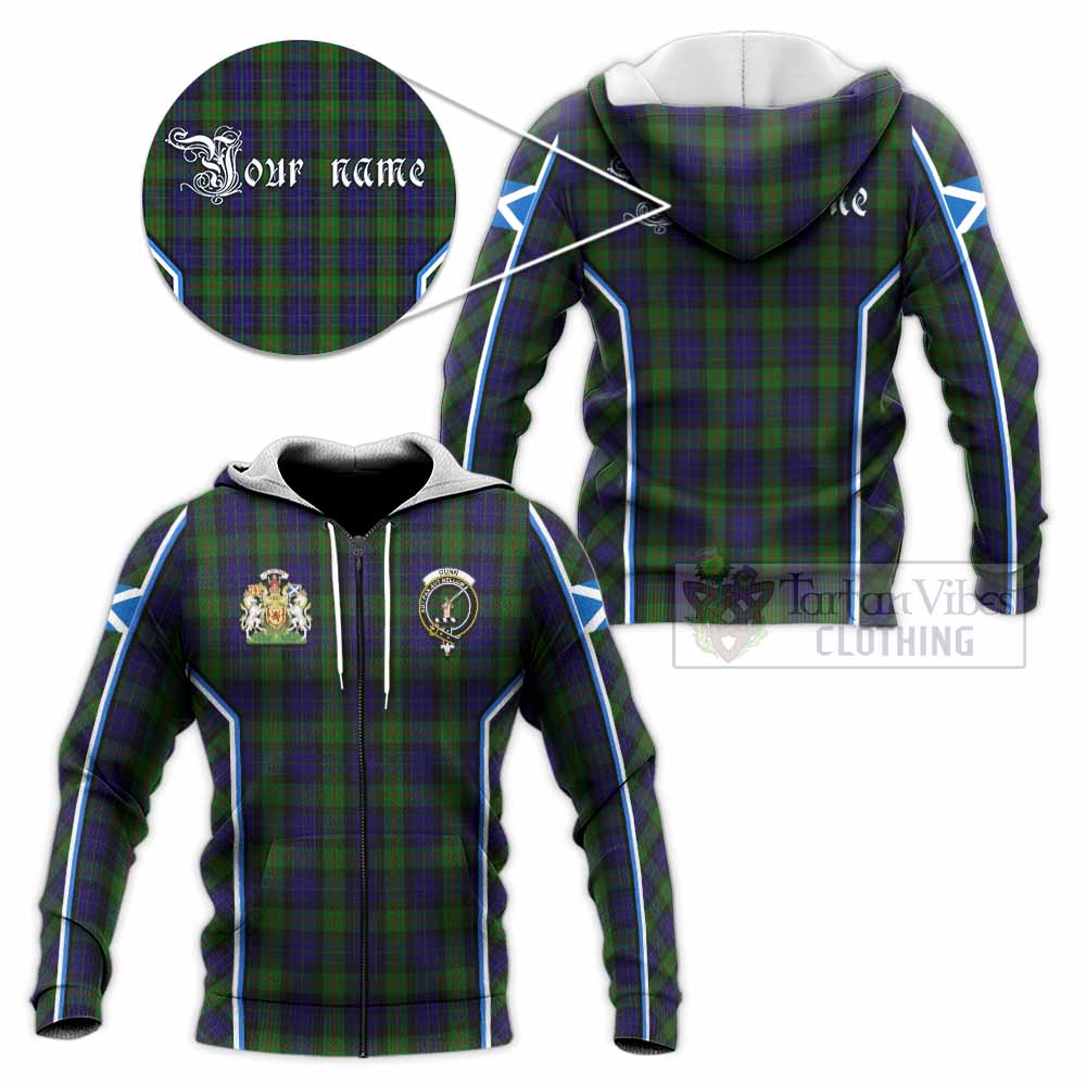 Gunn Tartan Crest Knitted Hoodie Scotland Coat of Arm Flag Style - Tartan Vibes Clothing