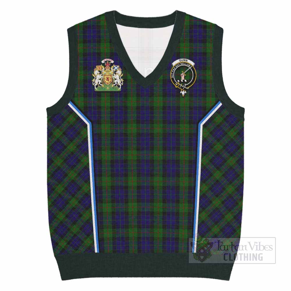 Gunn Tartan Crest Knitted V-Neck Vest Scotland Coat of Arm Flag Style - Tartan Vibes Clothing