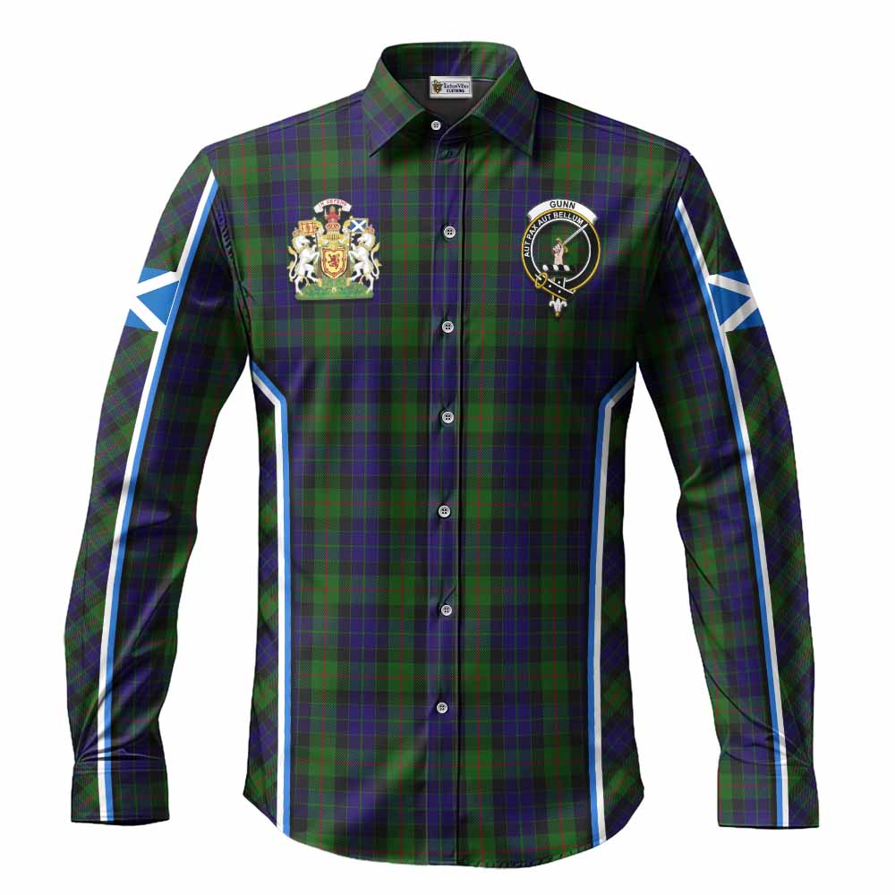 Gunn Tartan Crest Long Sleeve Button Shirts Scotland Coat of Arm Flag Style - Tartan Vibes Clothing