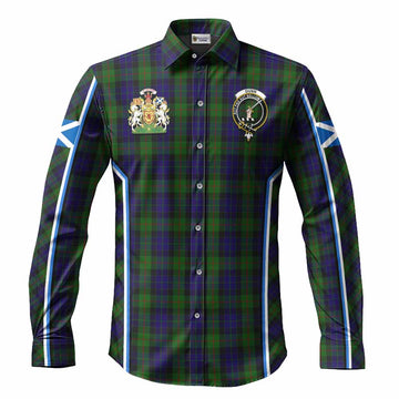 Gunn Tartan Crest Long Sleeve Button Shirts Scotland Coat of Arm Flag Style