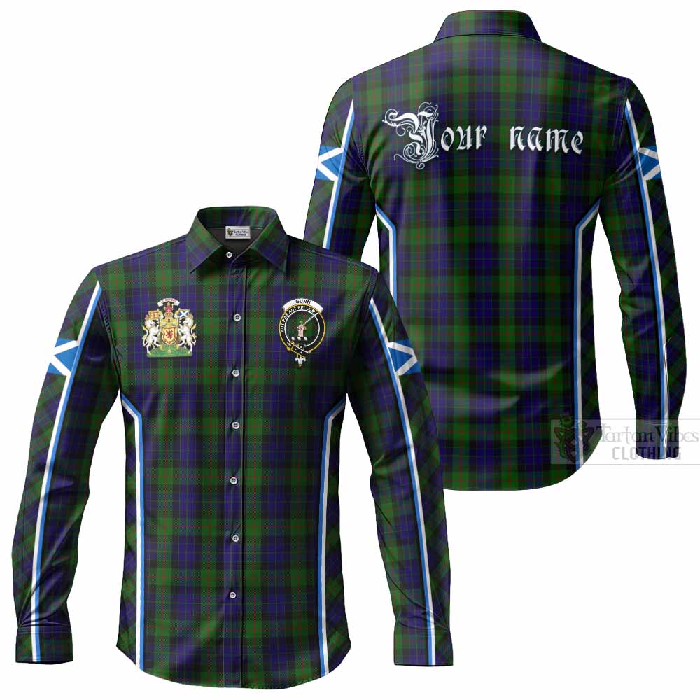 Gunn Tartan Crest Long Sleeve Button Shirts Scotland Coat of Arm Flag Style - Tartan Vibes Clothing