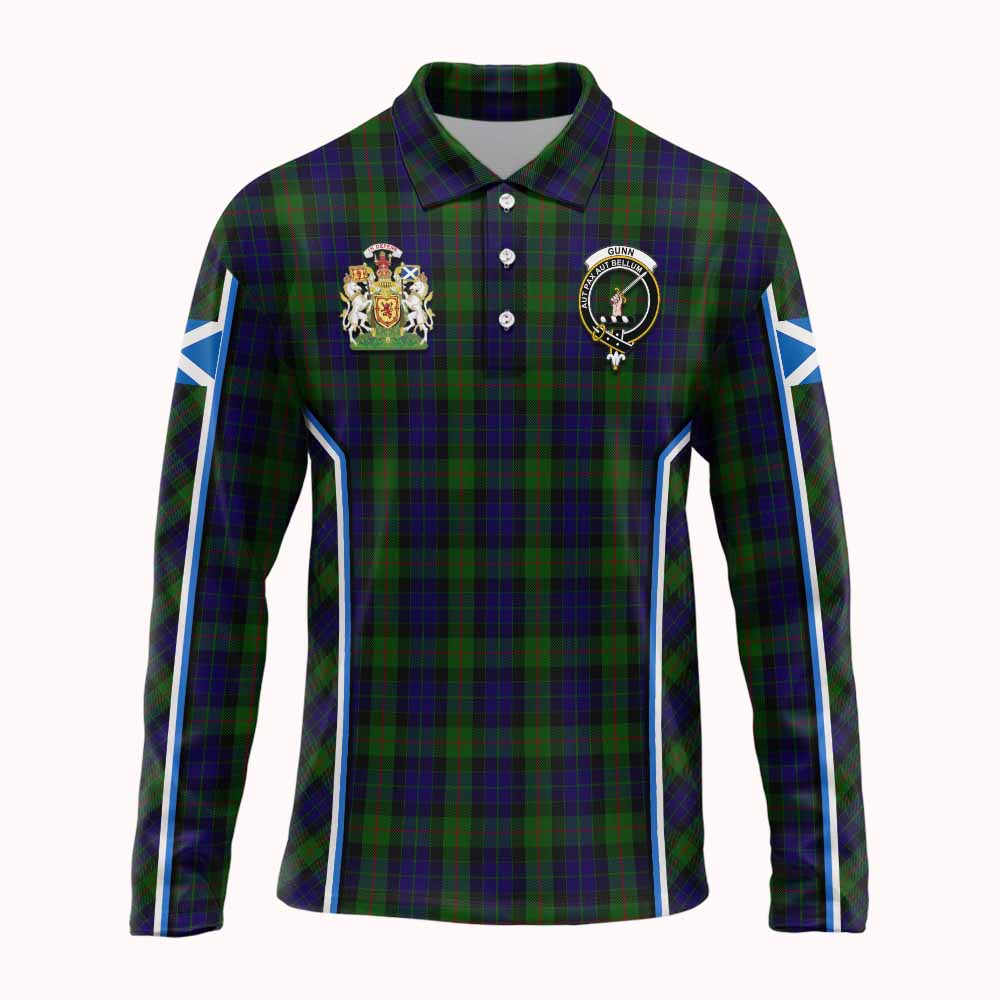 Gunn Tartan Crest Long Sleeve Polo Shirt Scotland Coat of Arm Flag Style - Tartan Vibes Clothing