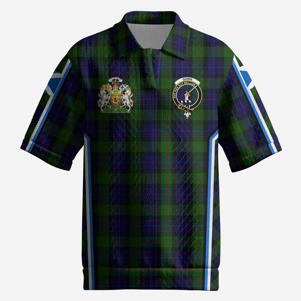 Gunn Tartan Crest Men’s Polo Sweater Top Scotland Coat of Arm Flag Style