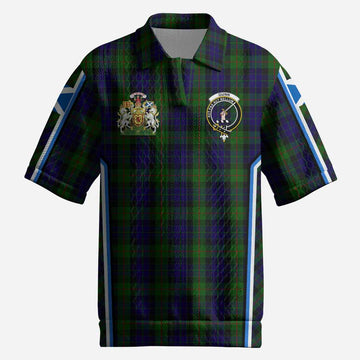 Gunn Tartan Crest Men’s Polo Sweater Top Scotland Coat of Arm Flag Style