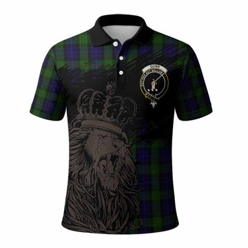 Gunn Tartan Crest Polo Shirt Crowned Lion Heritage Style