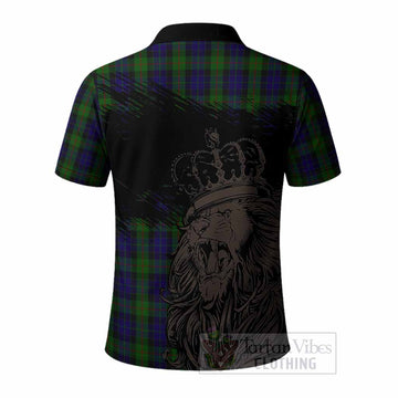 Gunn Tartan Crest Polo Shirt Crowned Lion Heritage Style