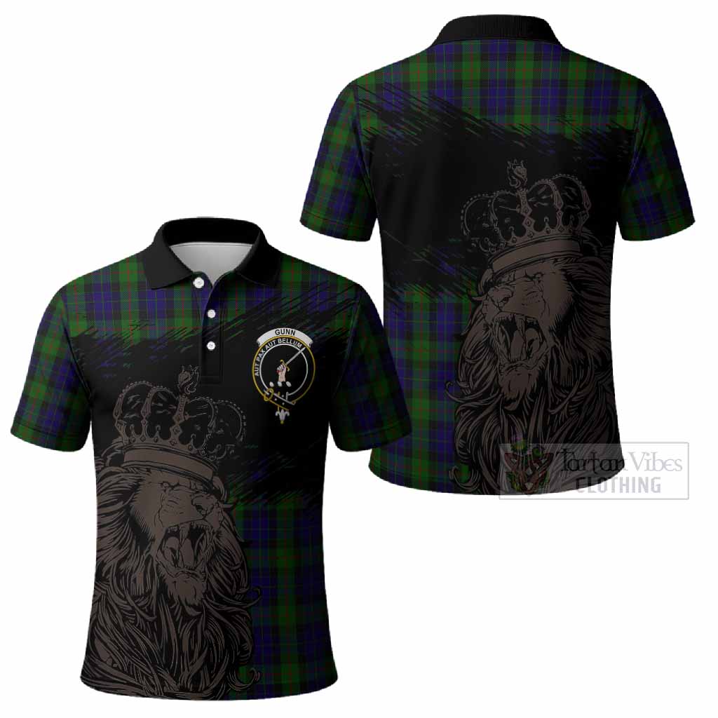 Gunn Tartan Crest Polo Shirt Crowned Lion Heritage Style