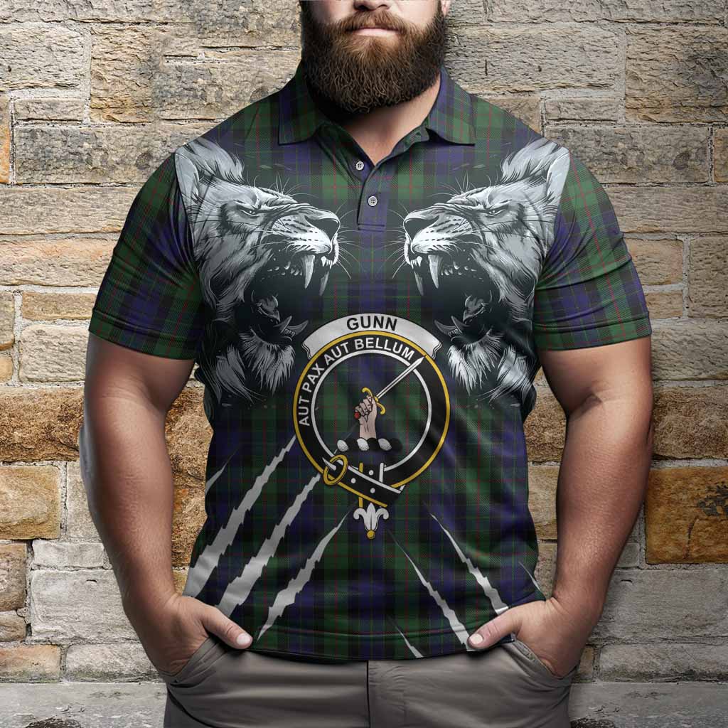 Gunn Tartan Crest Polo Shirt Ferocious Lion Style
