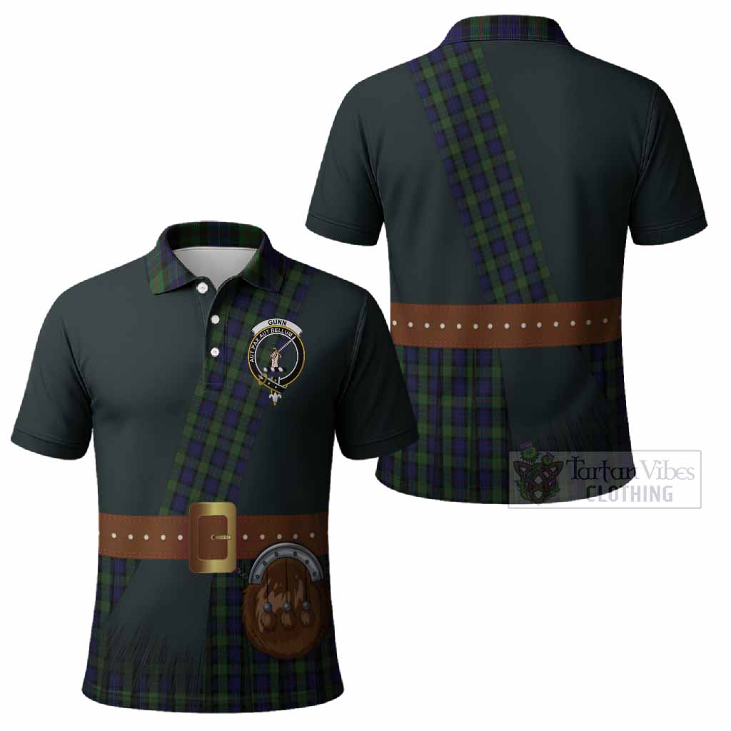 Gunn Tartan Crest Polo Shirt Kilt Costume Style
