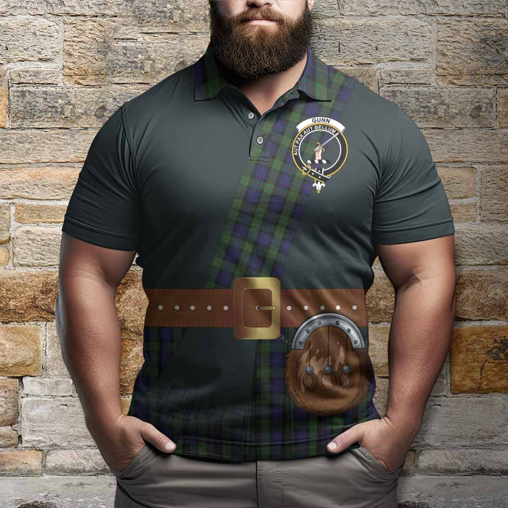 Gunn Tartan Crest Polo Shirt Kilt Costume Style