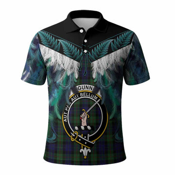 Gunn Tartan Crest Polo Shirt New Zealand Maori Korowai Cloak