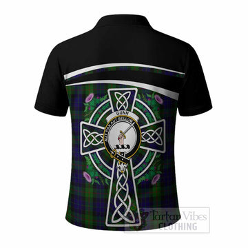 Gunn Tartan Crest Polo Shirt Scottish Thistle Celtic Cross Alba Gu Brath