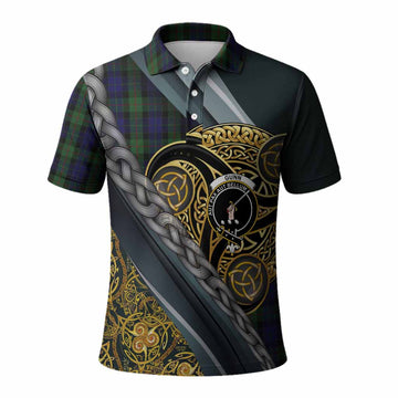 Gunn Tartan Crest Polo Shirt Scottish Triskele Celtic