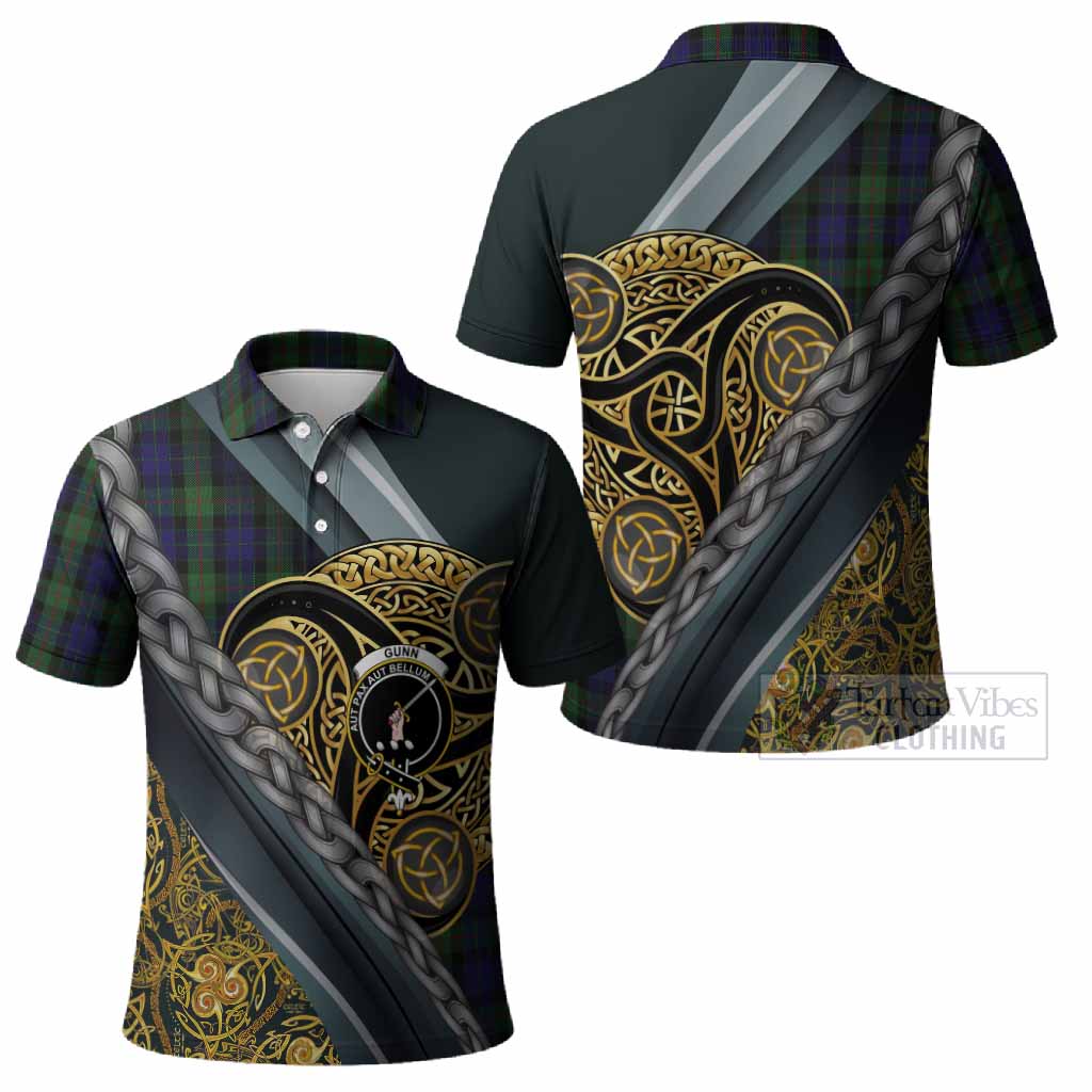 Gunn Tartan Crest Polo Shirt Scottish Triskele Celtic