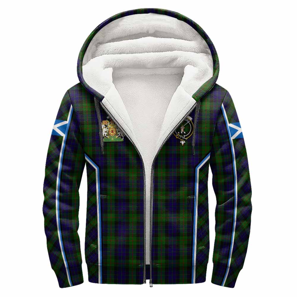 Gunn Tartan Crest Sherpa Hoodie Scotland Coat of Arm Flag Style - Tartan Vibes Clothing