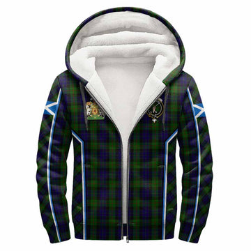 Gunn Tartan Crest Sherpa Hoodie Scotland Coat of Arm Flag Style - Tartan Vibes Clothing