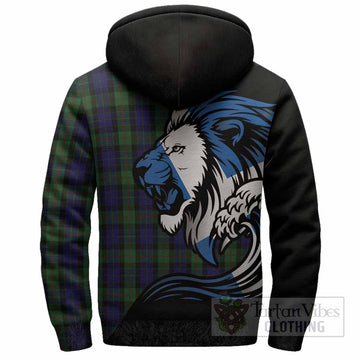 Gunn Tartan Crest Sherpa Hoodie Scottish Golden Lions Wave Flow