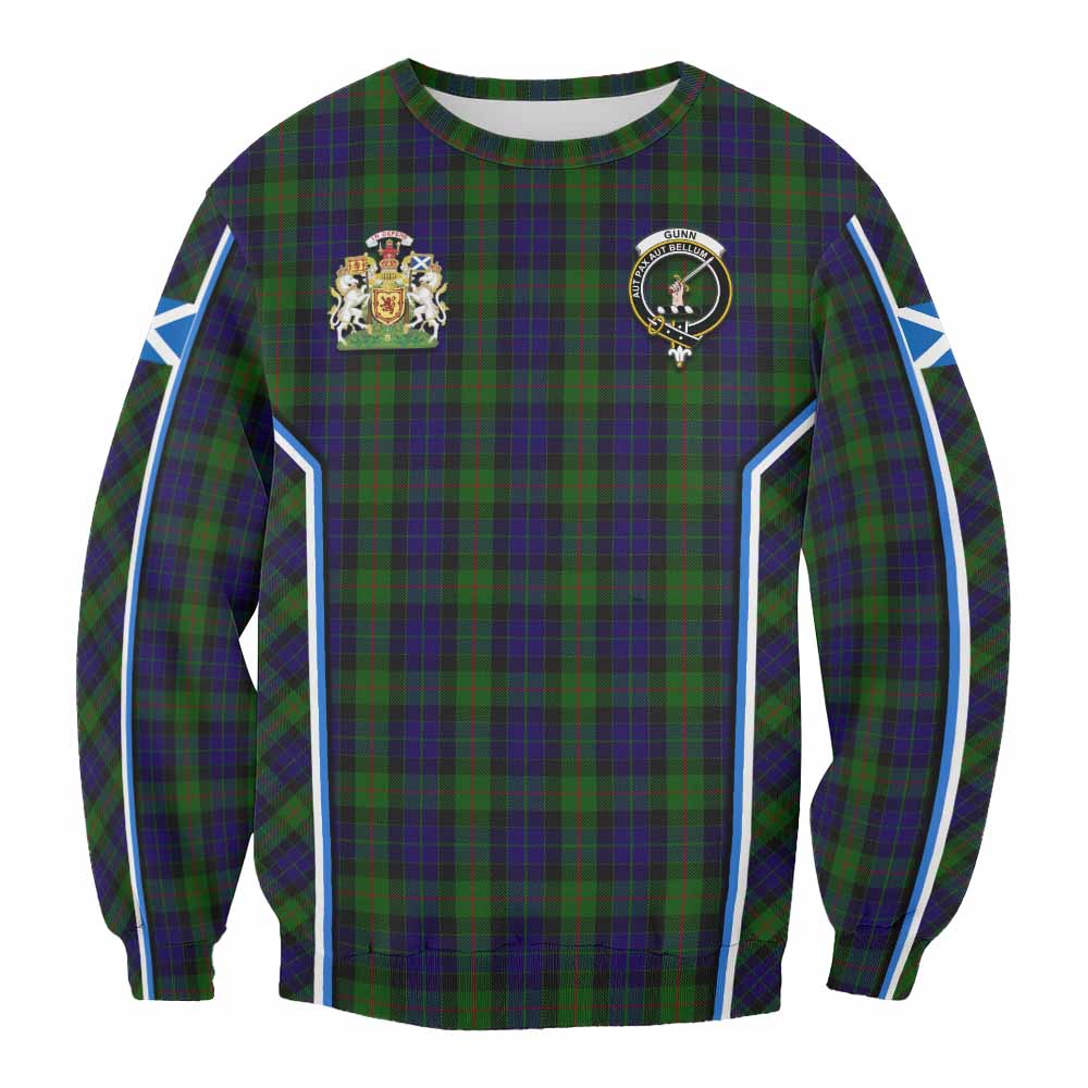 Gunn Tartan Crest Sweatshirt Scotland Coat of Arm Flag Style - Tartan Vibes Clothing
