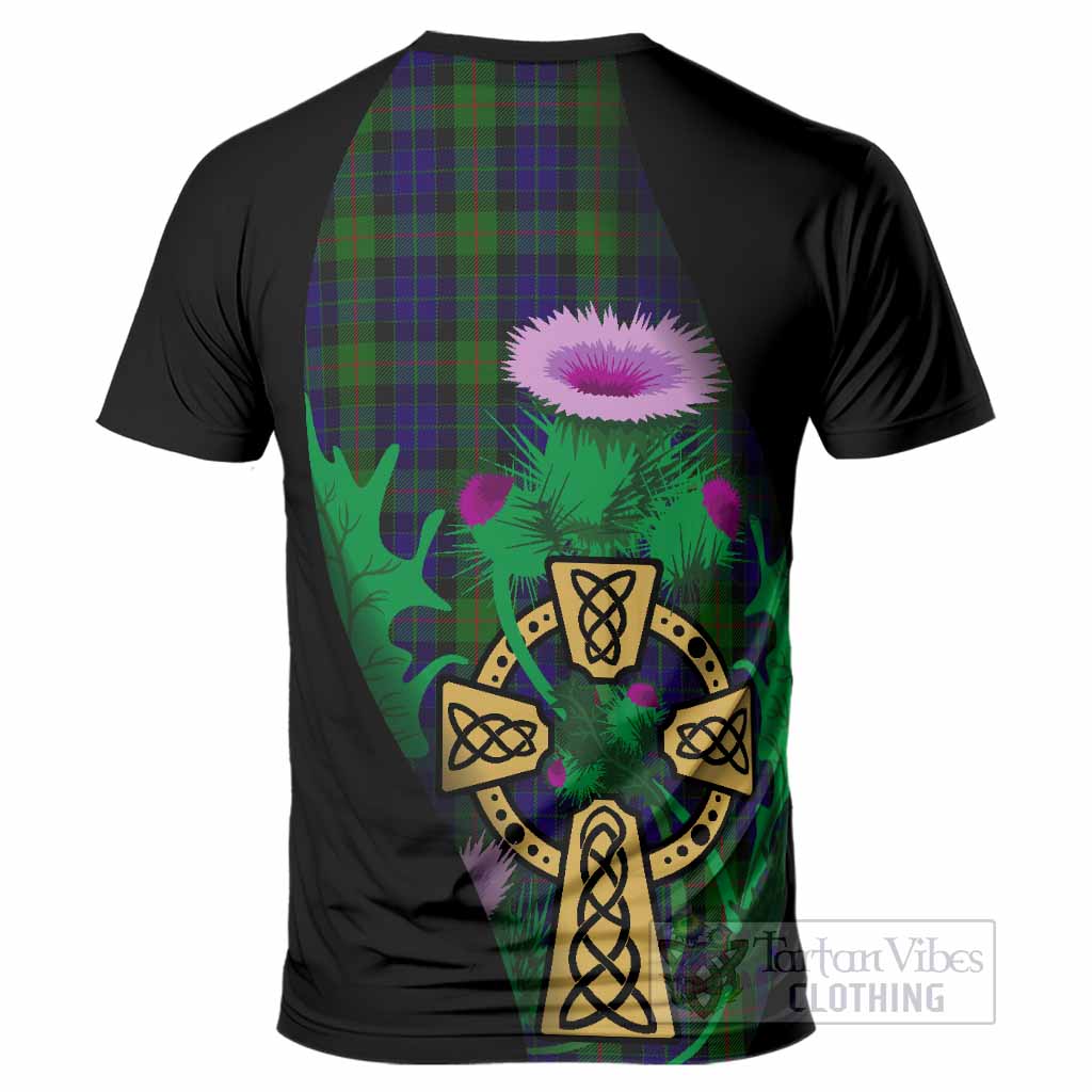 Gunn Tartan Crest T-Shirt Celtic Cross Thistle Flowers