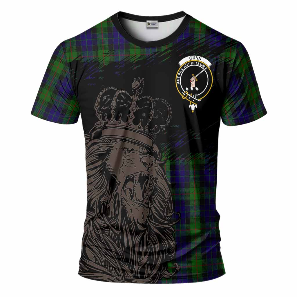 Gunn Tartan Crest T-Shirt Crowned Lion Heritage Style