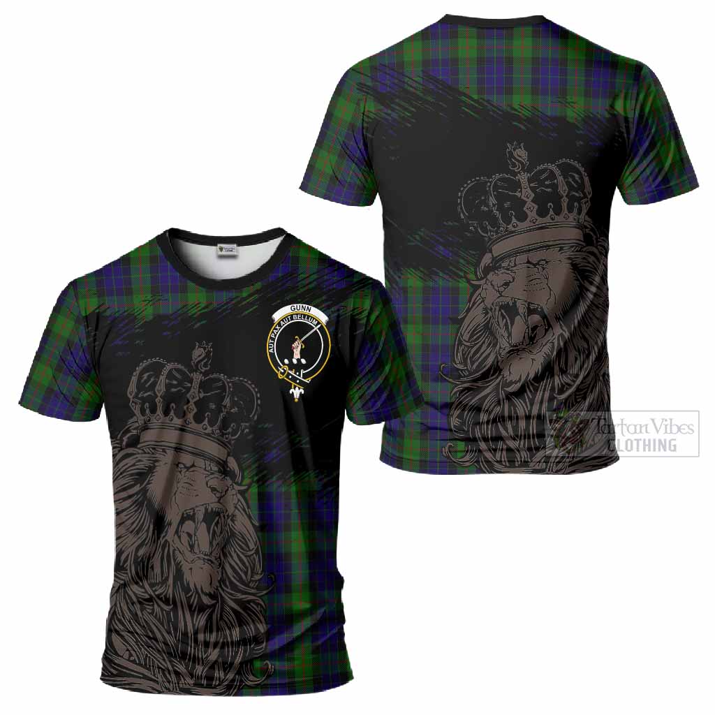 Gunn Tartan Crest T-Shirt Crowned Lion Heritage Style