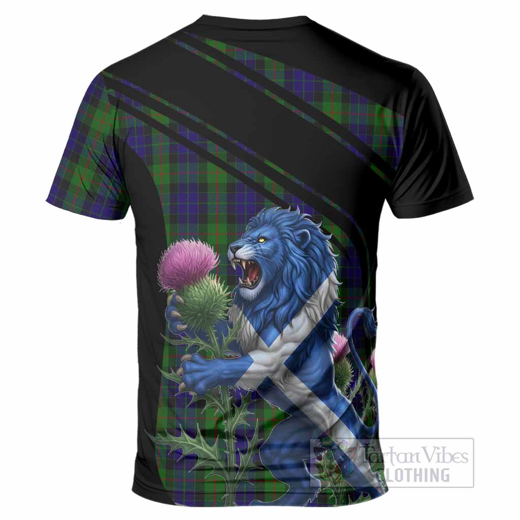 Gunn Tartan Crest T-Shirt Scottish Lion Rampant Thistle