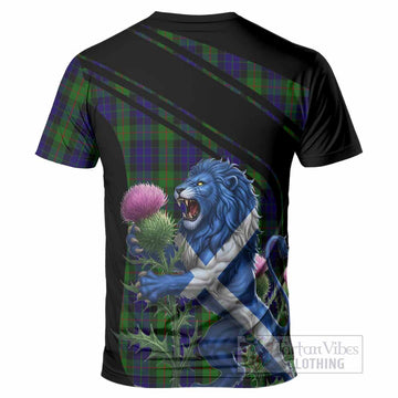 Gunn Tartan Crest T-Shirt Scottish Lion Rampant Thistle