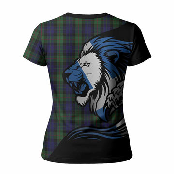 Gunn Tartan Crest Women T shirt Scottish Golden Lions Wave Flow