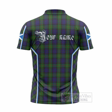 Gunn Tartan Crest Zipper Polo Shirt Scotland Coat of Arm Flag Style